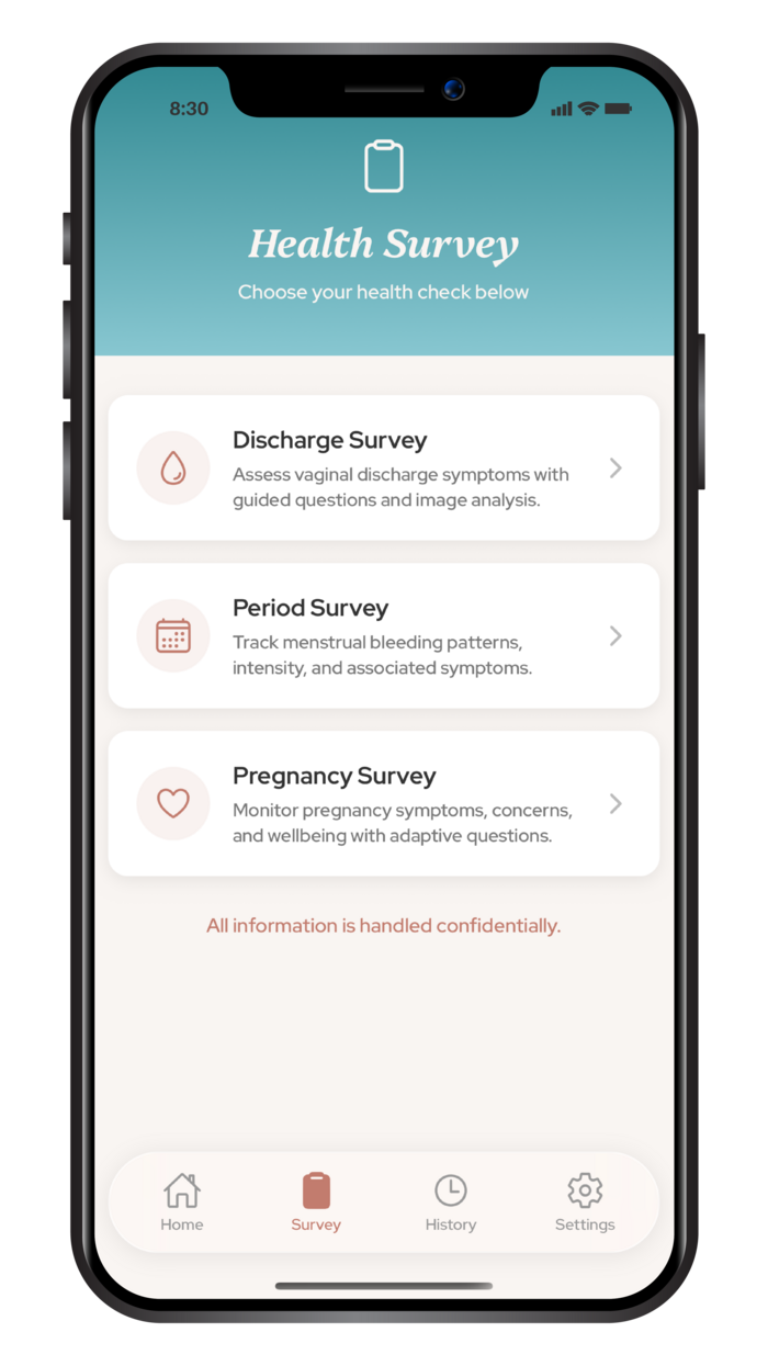 Muuza survey selection screen showing Pregnancy Survey